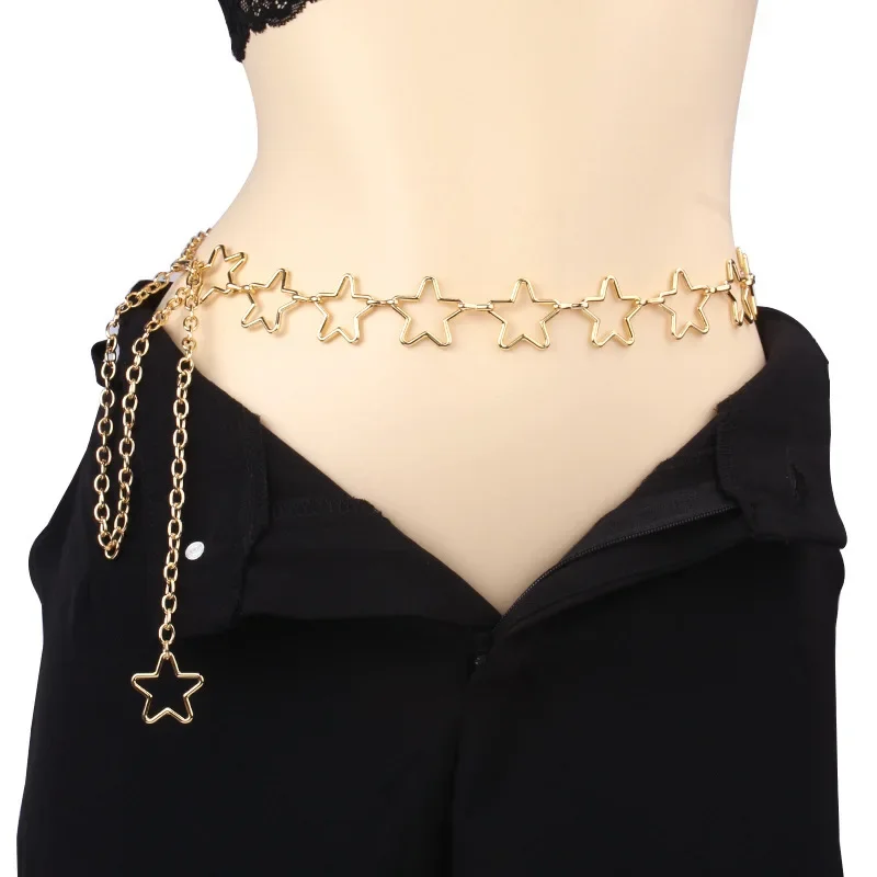 Star Waist Chain, Women's Sexy Belly Body Chain, Summer Beach Metal Belt Geometric Versatile Pentagram Chain Accessory S58575a9eb2cd49819c014d9c1a0b46fdw