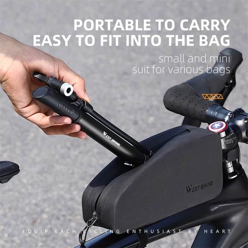 WEST BIKING Bicycle Pump Mini Portable 120 PSI MTB Road Bike Hand Pump For Schrader Presta Valve Cycling Tire Air Inflator