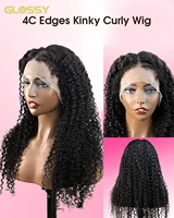 13x6 Hd 250 Density Afro Kinky Curly Wig 100% Human Hair 13x4 4c Edges Frontal Deep Wave Curly Lace Front Wigs For Women on sale 2