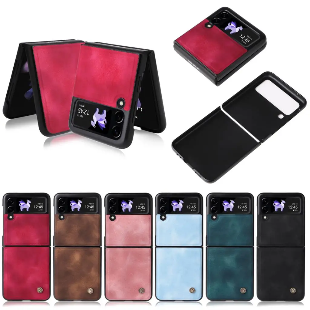 Custodia Per Piegatrice Antiurto Per Samsung Galaxy Z Flip 4/Z Flip 3 Custodia Flip Cover In Pelle Per Cover Protettiva Per Telefono Z Flip 3