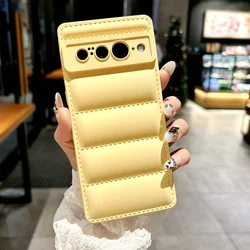 Down Jacket Style Soft Silicone Phone Case Cover for Pixel 4XL (Yellow)