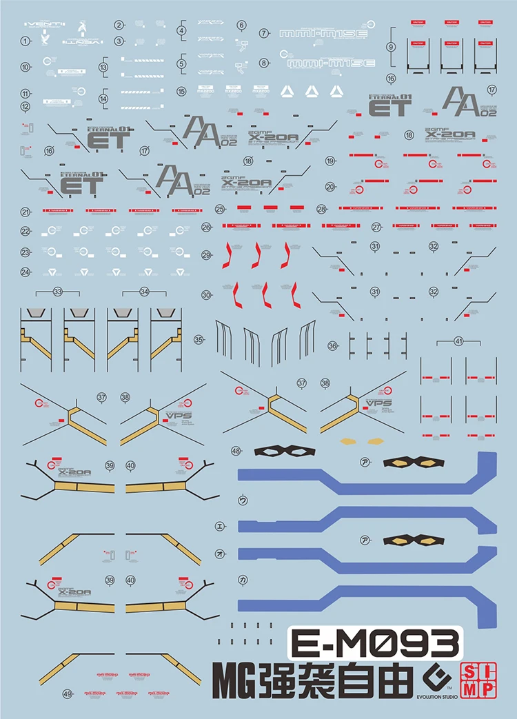 EVO Decal MG93 for MG 1/100 Strike Freedom Assembly Model Kits Hobby DIY Fluorescent Stickers