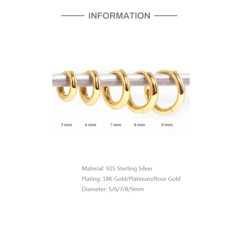 Aide 925 Sterling Silver Rose Gold Small Hoop Earrings For Women Girls Gift Wedding Engagement Party Gift Smooth Ear Bone Buckle - Image 2