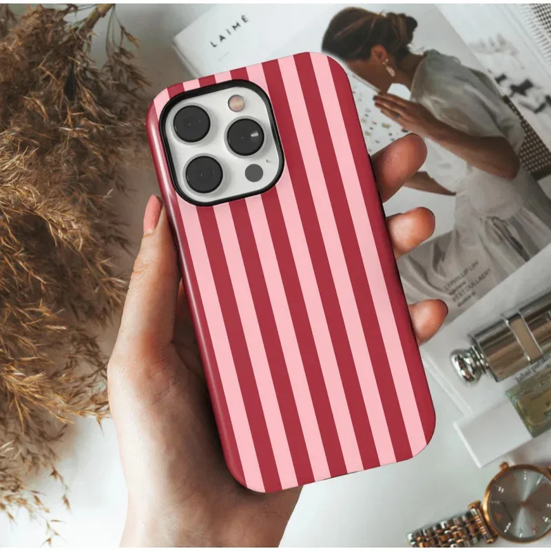Pink Stripes Glossy 2-in-1 Tough Phone Case