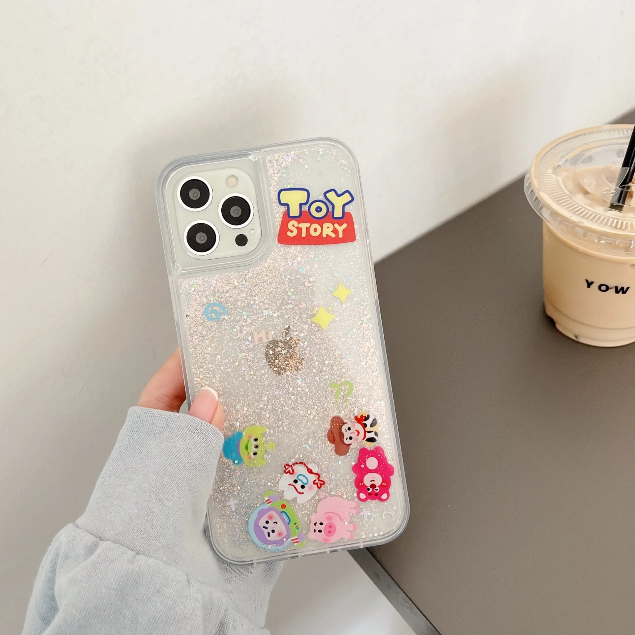 

Disney Toy Story Alien Luxury Quicksand Phone Cases For iPhone 13 12 11 Pro Max XR XS MAX X Couple Anti-drop Soft Cover Fundas