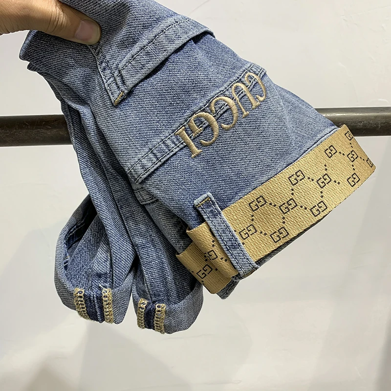 Summer European and American Fashionable Fit Denim Shorts Men's Loose Korean Style Fashionable Classic Washed Blue Men's Jeans S