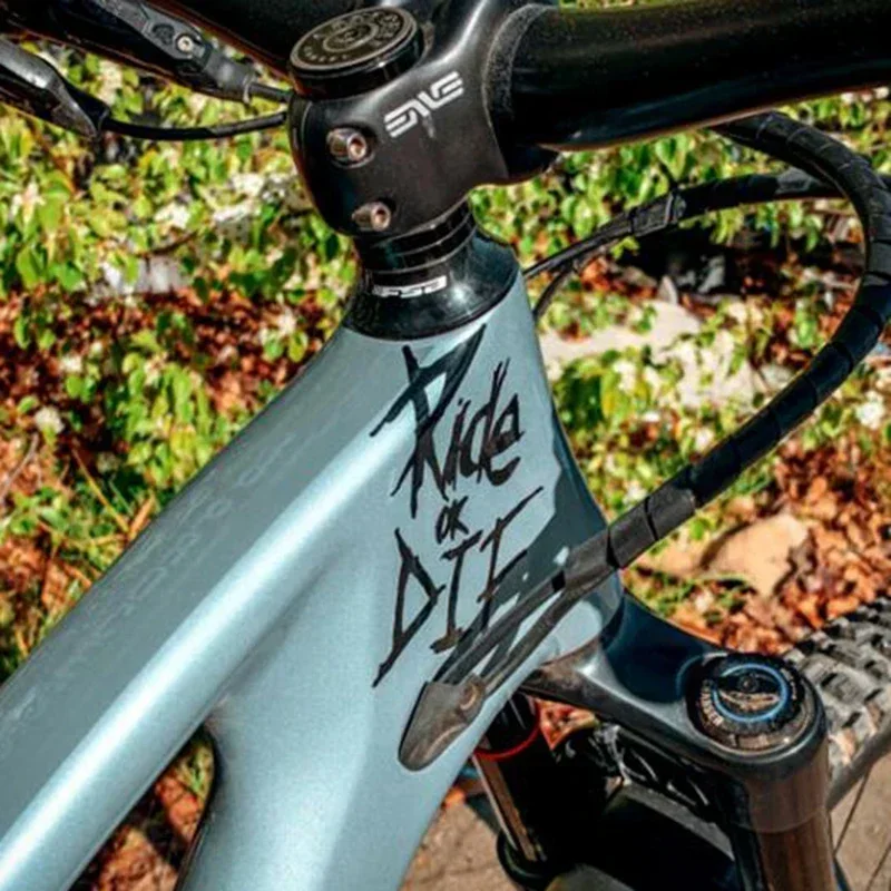 Ride or Die Bike Frame Sticker packaging shown before installation