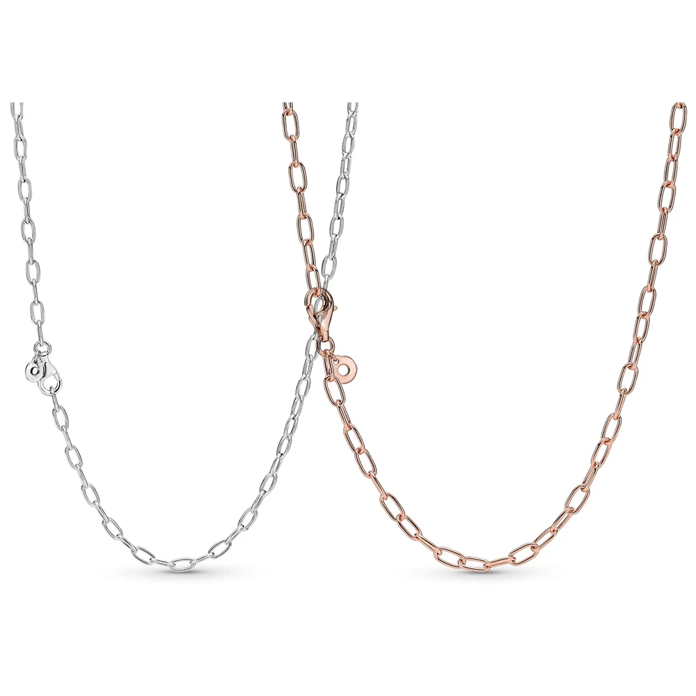 NEW 925 Sterling Silver pan Link Chain Necklace Simple Style Fit Women Party DIY Fashion Jewelry Gift