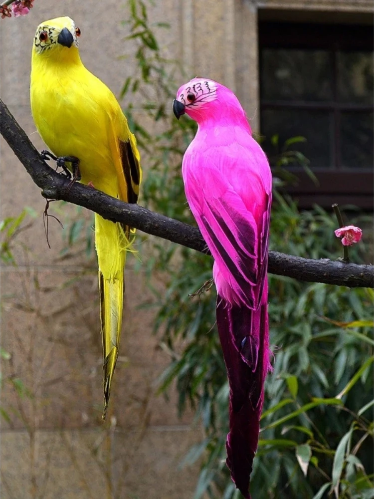 25cm Handmade Foam Feather Artificial Parrot Imitation Bird Model Figurine Foam Birds Parrot Home Garden Decoration Ornament