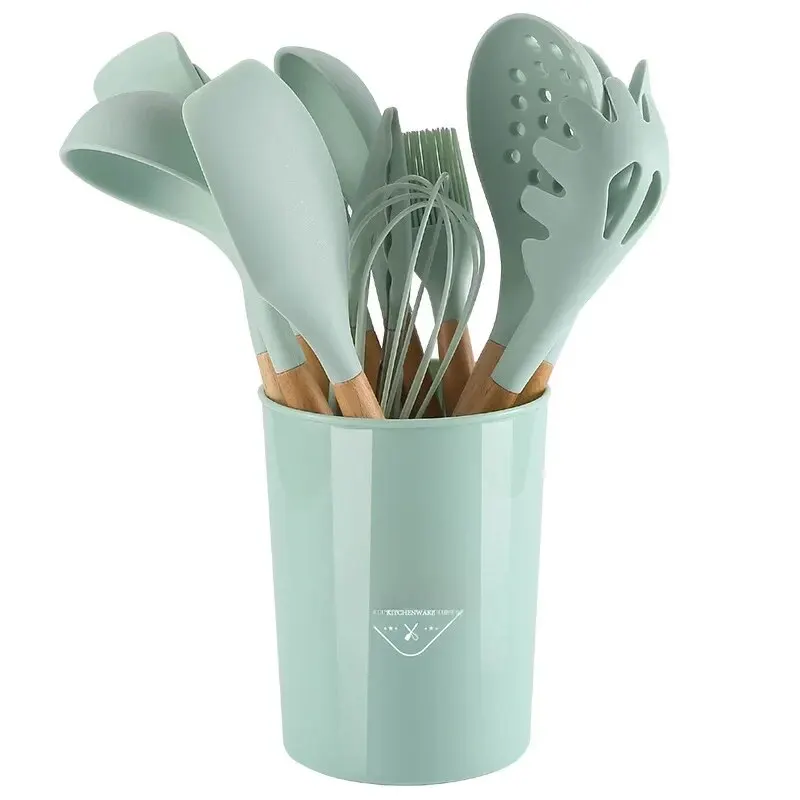 Wooden handle light green eleven pieces with barrel