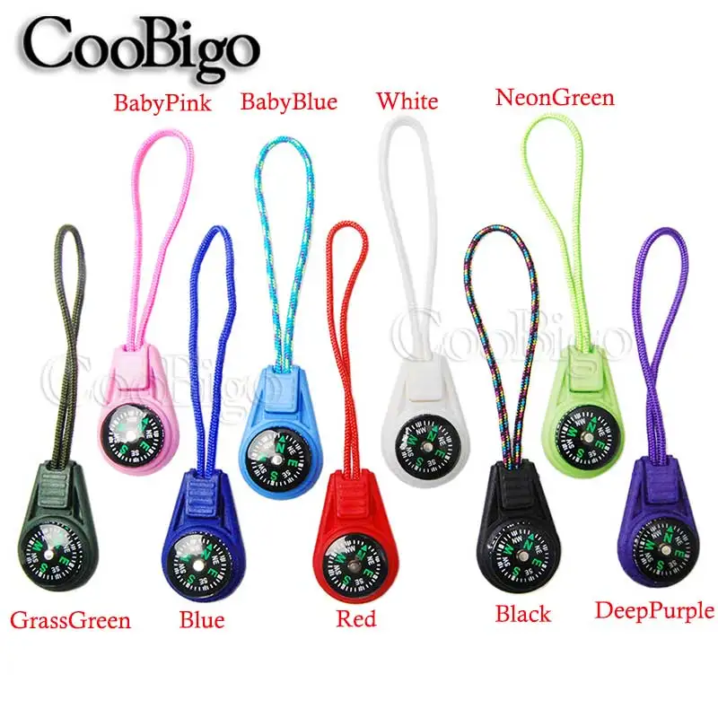 10Pcs Colorful Survival Keychain Zipper Pull Mini Compass for Outdoor Backpack Camping Hiking Pocket Navigator mini compass,survival compass
