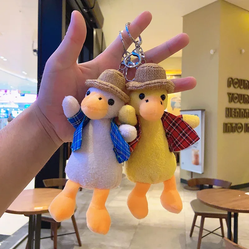 

15CM Cartoon Duck Plush Doll Lovely Animal Pendant Couple Style Keychain Bags Toy Children's Gift Creative Keyring Ornaments