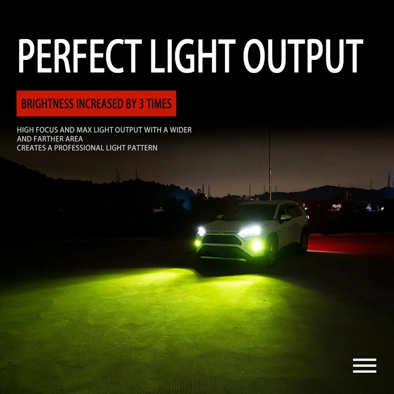 자동차 LED 안개등 전구 9006/HB3 라임 OBD 광원, 골프 도요타 미쓰비시용, 12V, 30W, 3000LM, 2 개