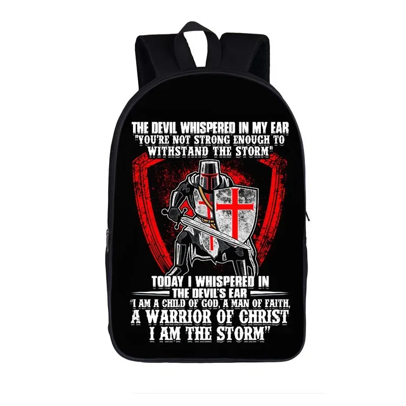 Templar Knight Print Backpack Crusader Solomon Masonic Sign Children Schoolbags Travel Bookbag Laptop Student Rucksacks Gift images - 6