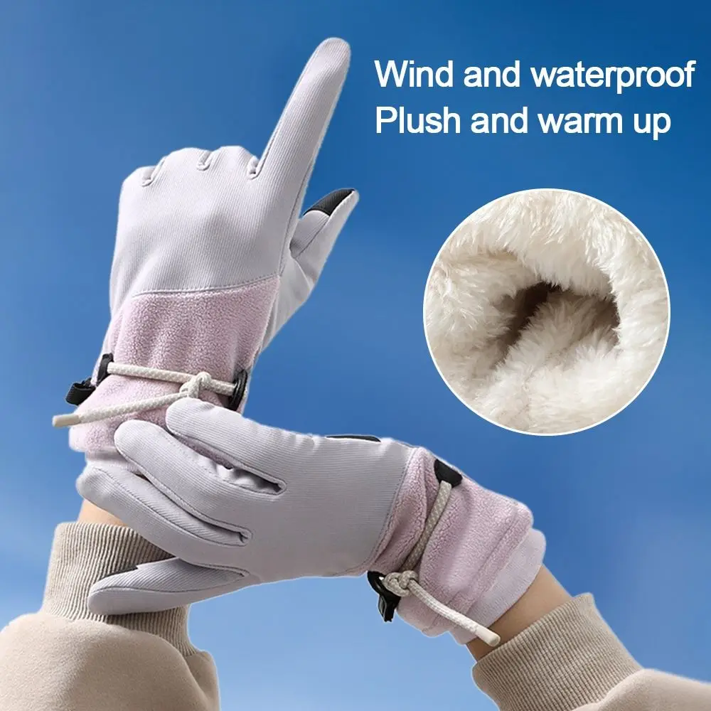 

Anti-slip Warm Women Ski Gloves Thick Winter Autumn Full Finger Gloves Fingers Open Waterproof Touch Screen Mittens