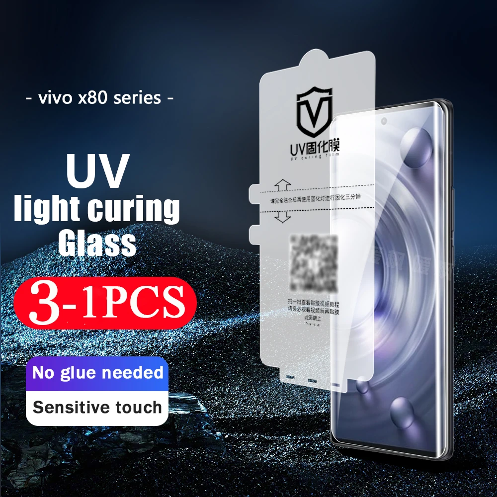 

3/2/1pcs cover screen protector For vivo NEX 3 3S X90 X80 X70 S16 X60 X60S X60T S15 S12 pro plus UV light curing film Not Glass