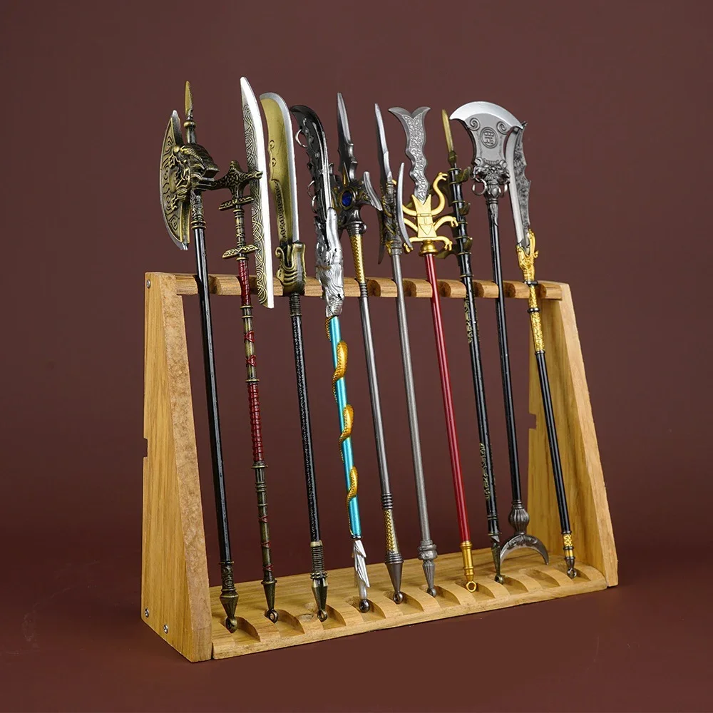 Description Picture 2 of item22cm Tiger Head Chisel Golden Spear Full Metal Lance Ancient Cold Weapon Model Ornament Toys for Male Boy Kid Replica Miniatures