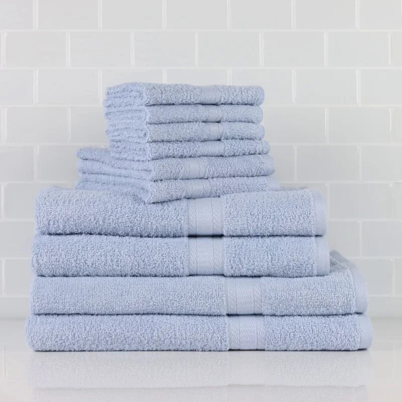 

Mainstays Solid 10-Piece Bath Towel Set, Blue Shell