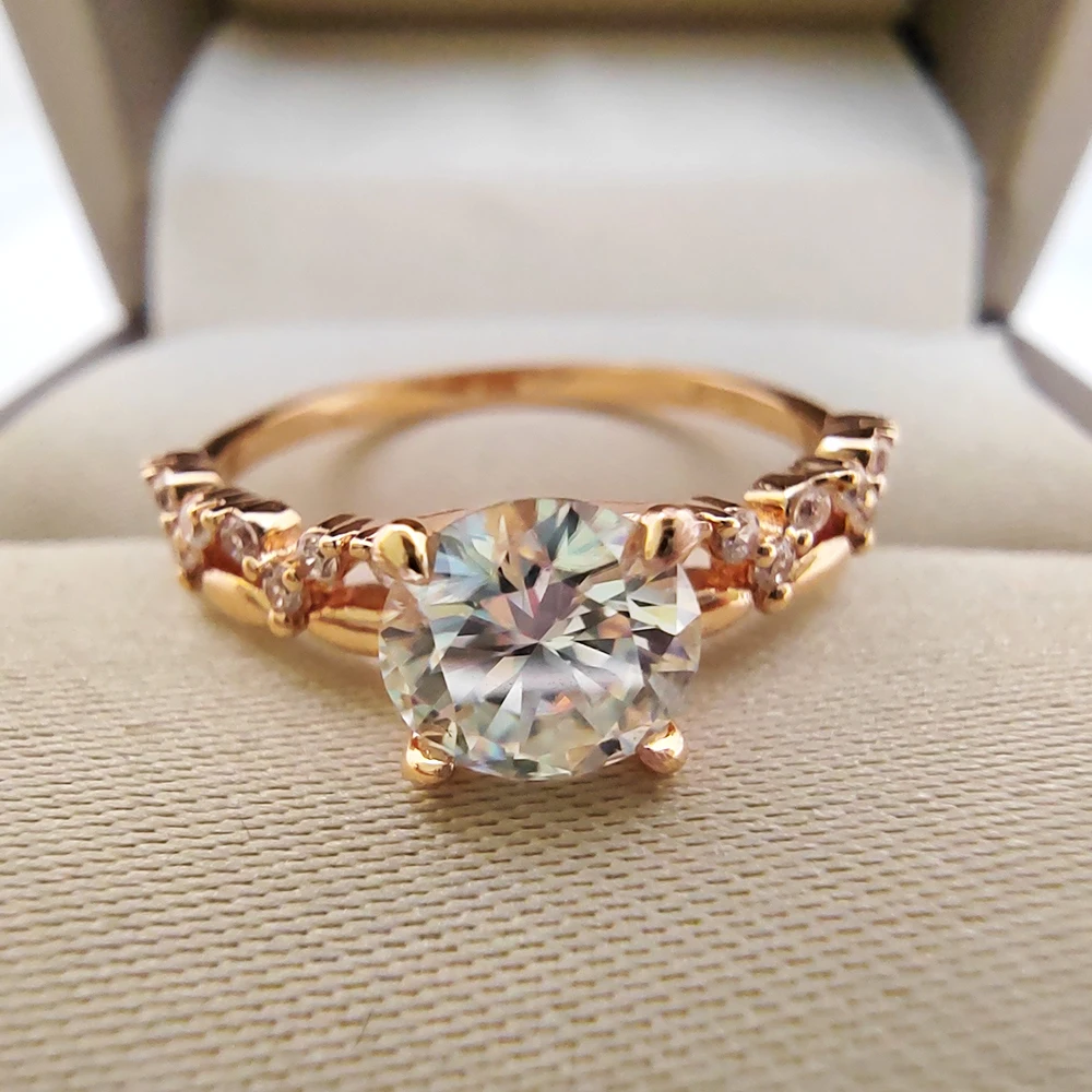

Luomansi S925 Rose Gold Ring 1 Carat D moissanite GRA Certificate Sterling Silver Jewelry Wedding Cocktail Party Gift for Women