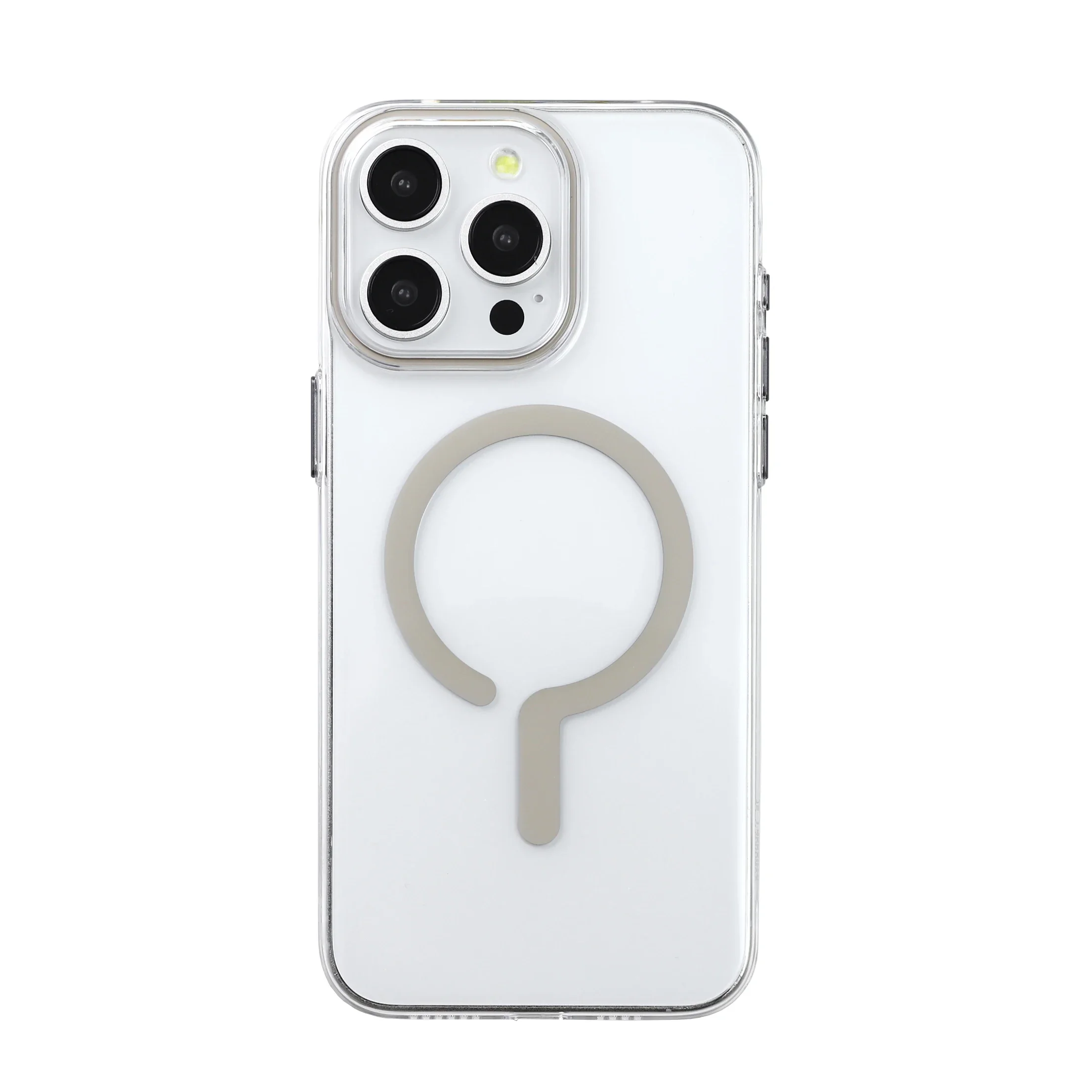Titanium Gray Metal Button MagSafe Magnetic Shockproof Phone Case