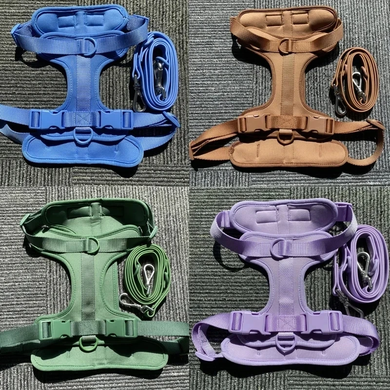 Dog Harness And Leash Set Waterproof Easy To Clean Dog Leash Adjustable Vest Harness Poop Bag Holder For Small