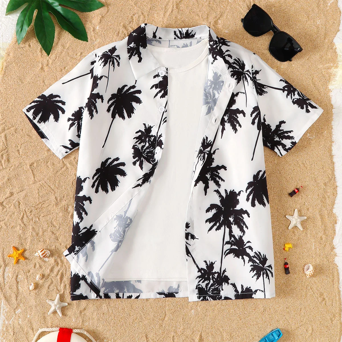 قميص أطفال للأولاد بأكمام قصيرة للحماية من الشمس على الشاطئ، ملابس أطفال عصرية للرضع