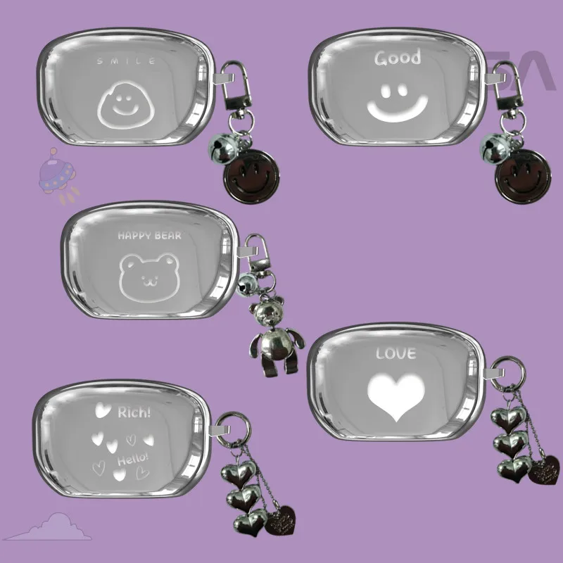 Per Sony Wf-1000Xm5,New Cute Cartoon Bear Smiley Love Heart Placcatura Custodia Per Sony Wf-1000Xm5 Custodia Per Auricolari Con Portachiavi