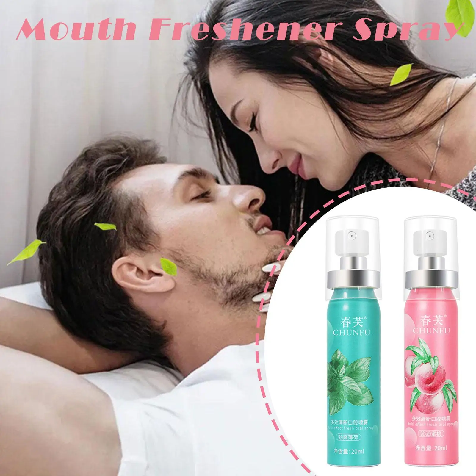 20ml Fruity Breath Refreshing Spray Long Lasting Mint Breath Portable Spray Alcohol-free Bad Peach Care Cleaning