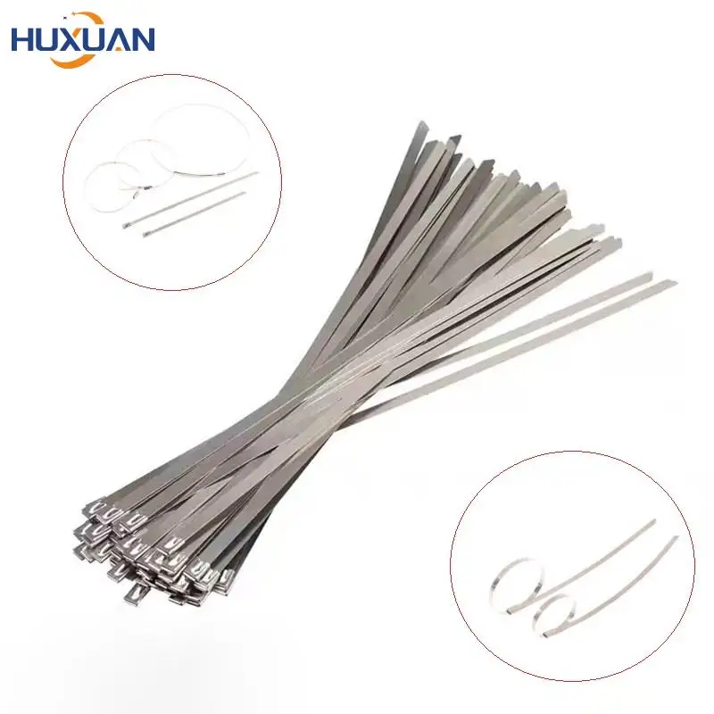 10pcs 304 Stainless Steel Metal Cable Ties 4.6MM Multifunctional Zip