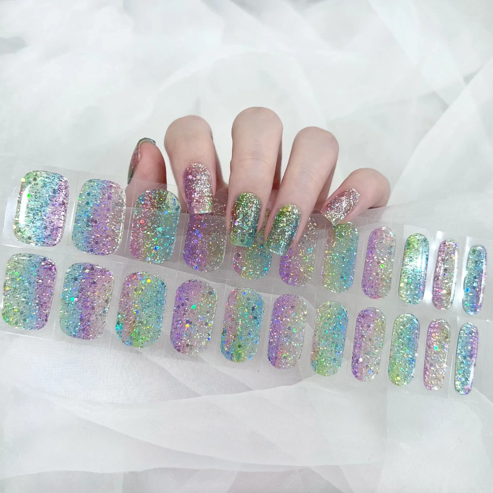 Wholesale Nail Wraps Semi Cured Gel Nail Strips 20 Strips - HUIZI