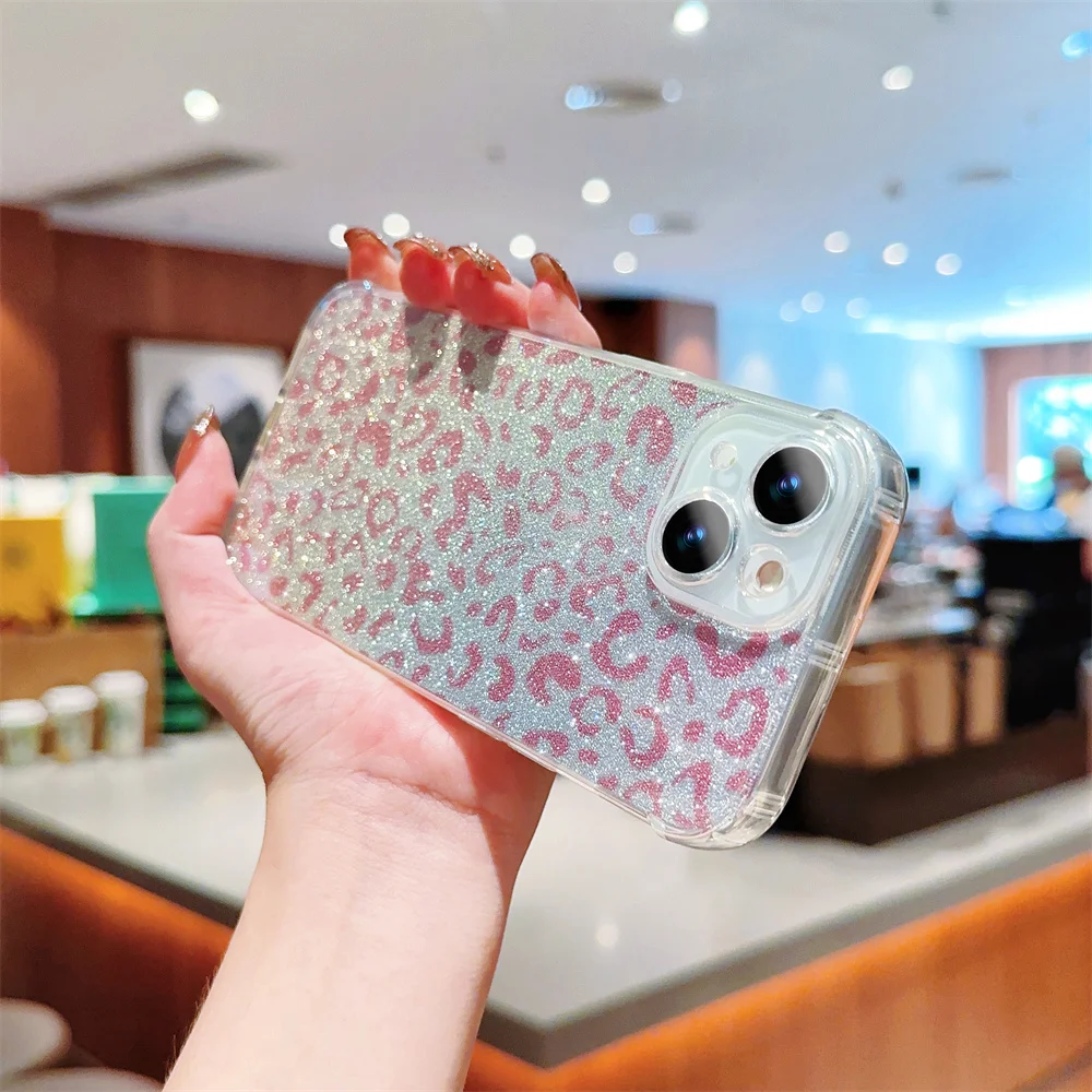 „Lase Leopad“ apsauginis telefono dėklas, skirtas „iPhone 15“, 14, 13, 12, 11, „Po Max Mini XR XS X 7 8 Plus“ ir atsparus smūgiams, minkštas TPU dėklas._voghion.com