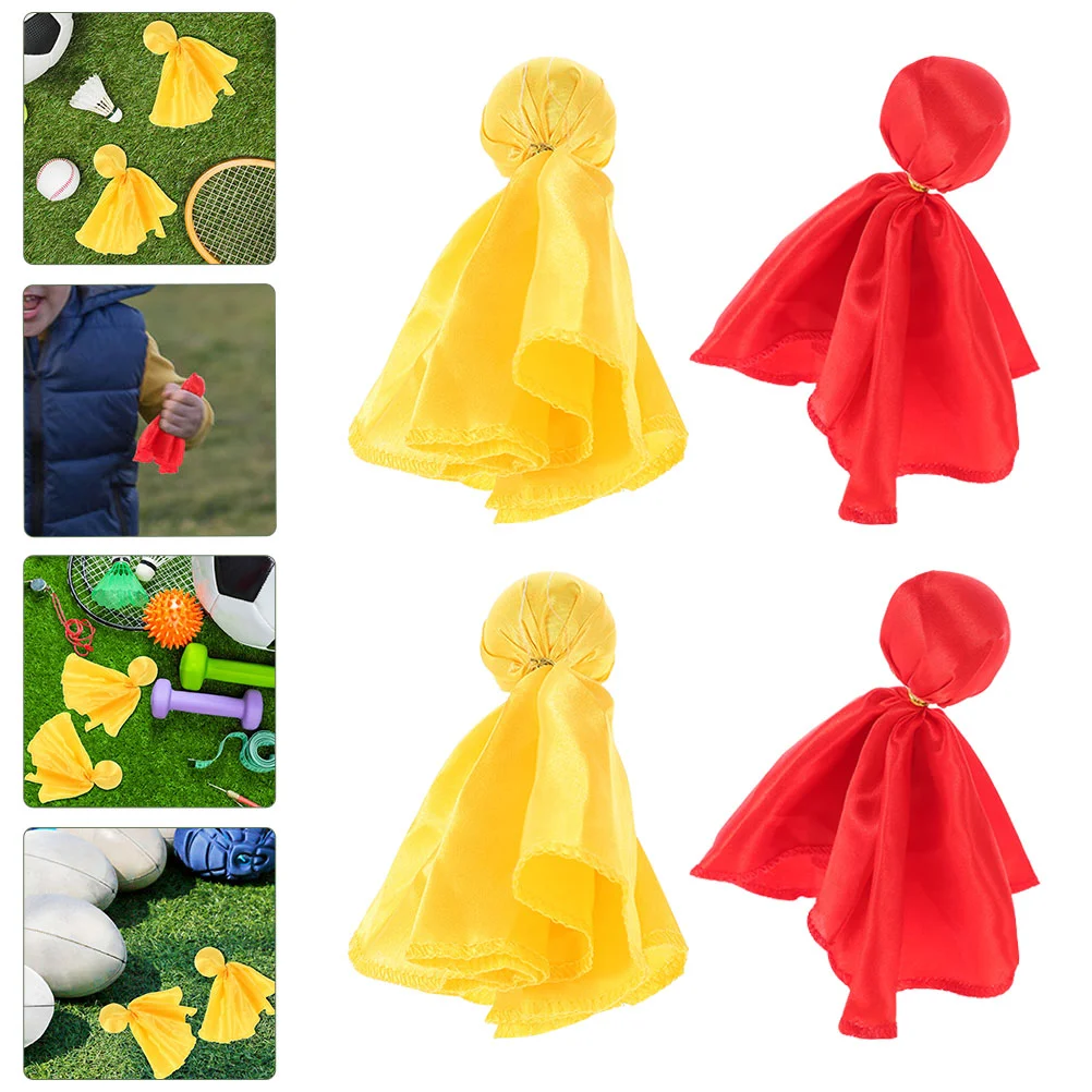 

4 Pcs Rugby Small Yellow Banner Tossing Flag Red Outfit Soccer Flags Football Sports Penalty Props Profession American