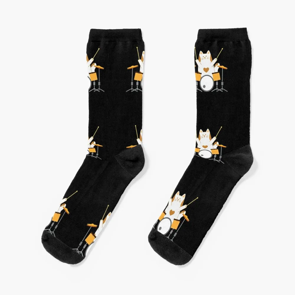 CAT PLAYING DRUMS Socks Lots man Sports Toe sports Ladies Socks Men's