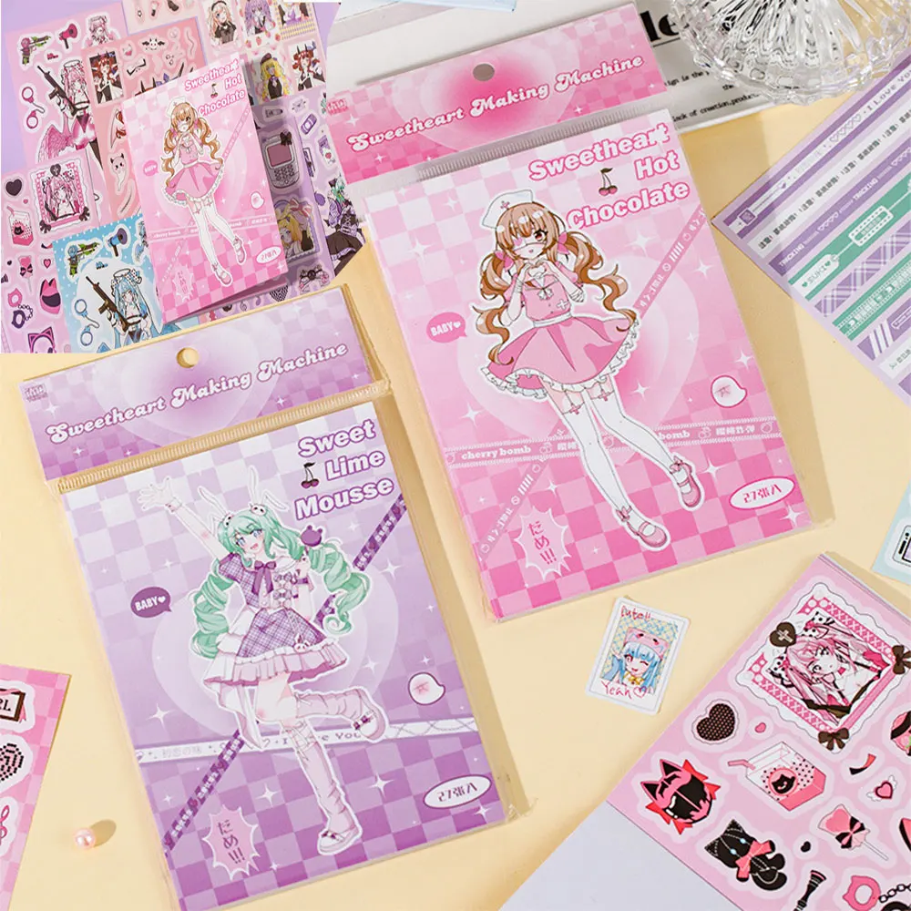 

New 27pcs One Set Kawaii Sweetheart Party cartoon Girl Box Decorative Stickers Book DIY Scrapbook Stickers Confetti