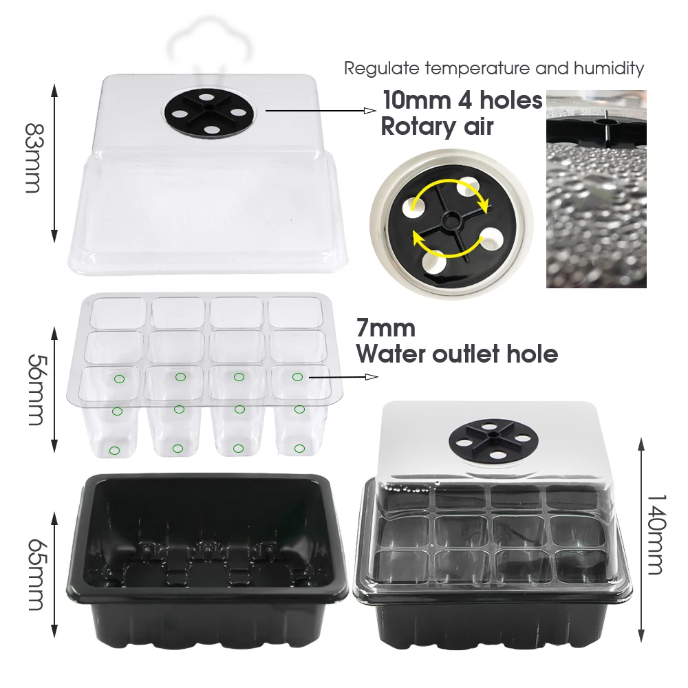 3-Styles 12 Holes Zaailing Trays Kieming Box Indoor Tuinzaad Groeit Met Transparante Cover Sappige Transplantatiepakket