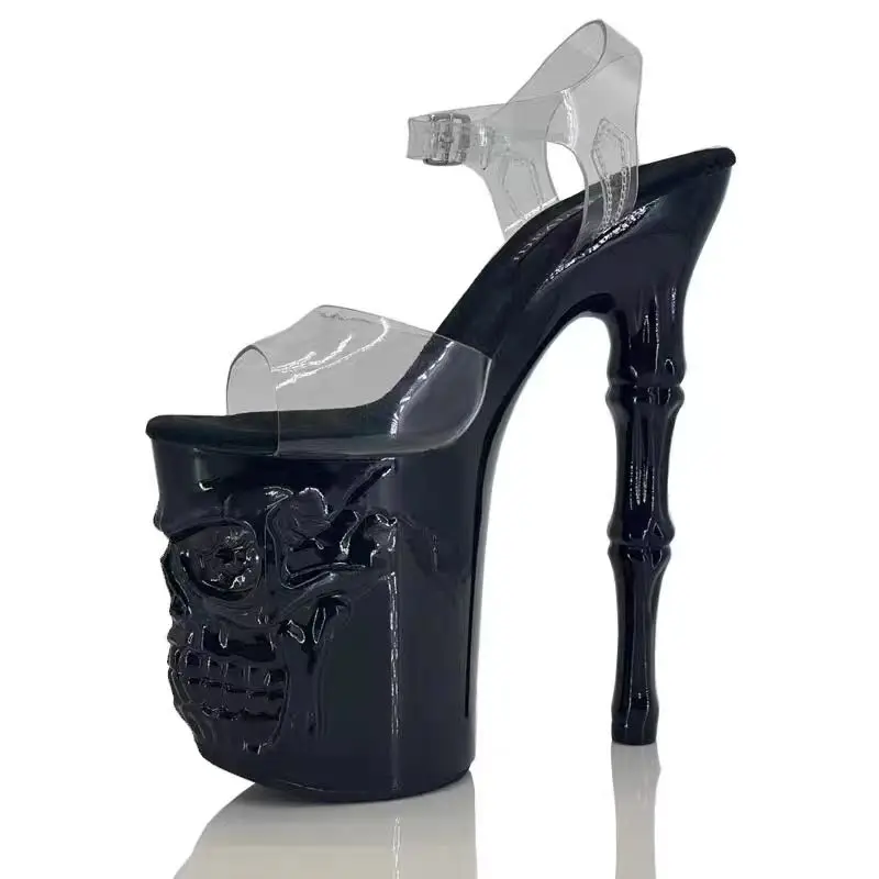 IDEAL MA 20cm Steel Pipe Dance High Heels Skull Sole Stage Model Walk Show Sandals Performance High Heels 3
