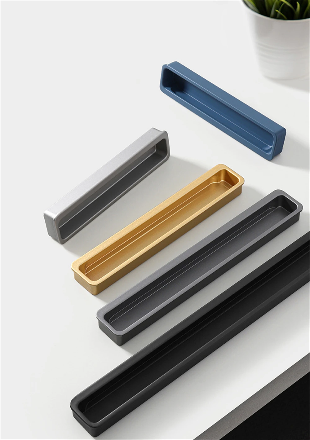 Description Picture 4 of itemModern Minimalist Embedded Grooved Sliding Door Handle Concealed Extended Cabinet Handle Wardrobe Closet Furniture Drawer Pulls