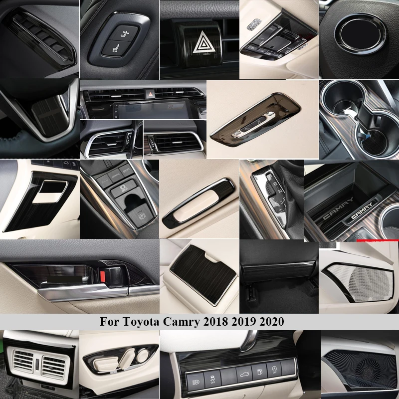 도요타 캠리 70 XV70 2018 2019 2020 드로잉 티타늄 블랙 액세서리, 인테리어 스테인레스 스틸 장식 커버 트림