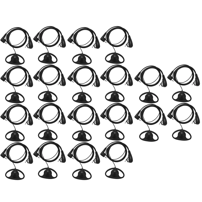 (10 Pack) 2Pin Advanced D Shape Clip Ear Ptt Headset Earpiece Mic For