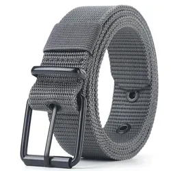Unisex Trendy Canvas Leather Buckle Belt - 120cm (Grey-616)