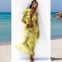 Hirigin-Ensemble 2 pièces chic pour femmes, jupe longue, sexy, motif floral, haut court, taille basse, batterie avec volants, maxi, vêtements de plage, été 4