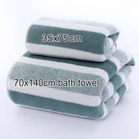 1 pcs Striped Face Towel 35x75cm For Bathroom Or Soft And Absorbent Quick-Drying Experience Microfiber Bath Towel 70x140cm 3