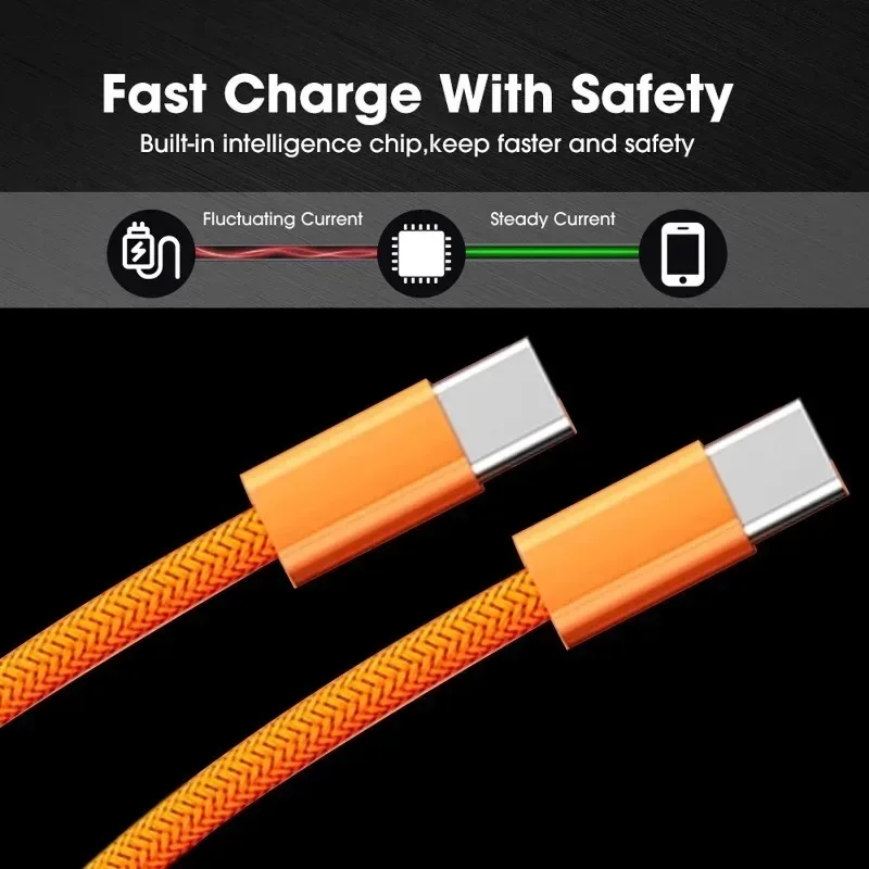 3/2/1개 60W 듀얼 타입-C 충전 케이블 USB C to USB 나일론 브레이디드 케이블 아이폰 17 16 15용 고속 충전 케이블