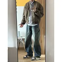Spring and Autumn Men and Women Trendy Personalized Straight Tube Splicing Work Clothes Jeans American Couple Loose Casual Pants 1
