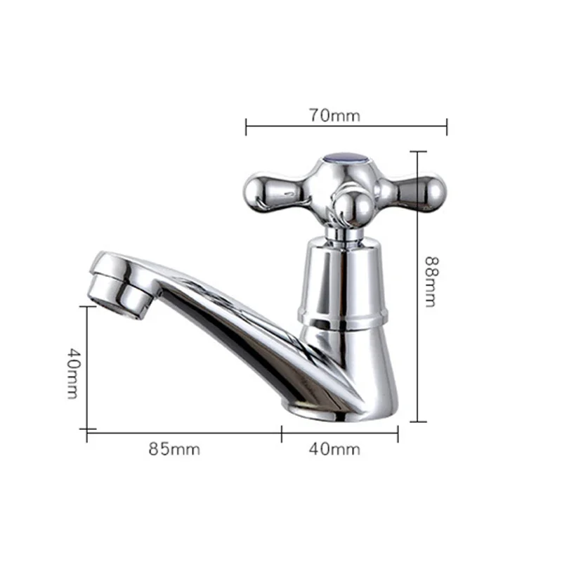 Bathroom Faucet Zinc Alloy Wash Basin Faucet Quick Open Single Cold Water Tap Cross Handle Toilet Corrosion Resistance Sink Tap 6