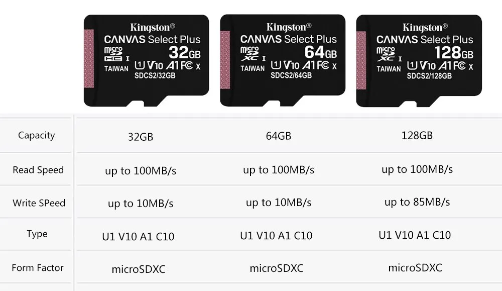 Kingston ޴ ޸ ī, ũ SD TF, 128GB, 32GB, 64GB, U1 V10 A1, ũ SD, SDCS2, 100Mb, б ӵ Ŭ 10 ÷