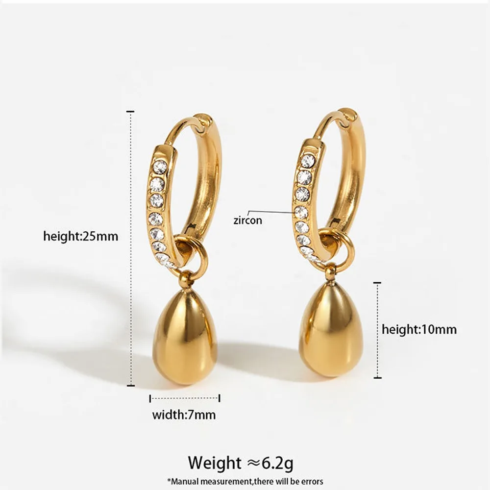 Minimalist Chunky Waterdrop Pendant Drop Earring Mini Teardrop Zircon Hoop Earrings Huggie Ear Ring Delicate Jewelry Party Gifts