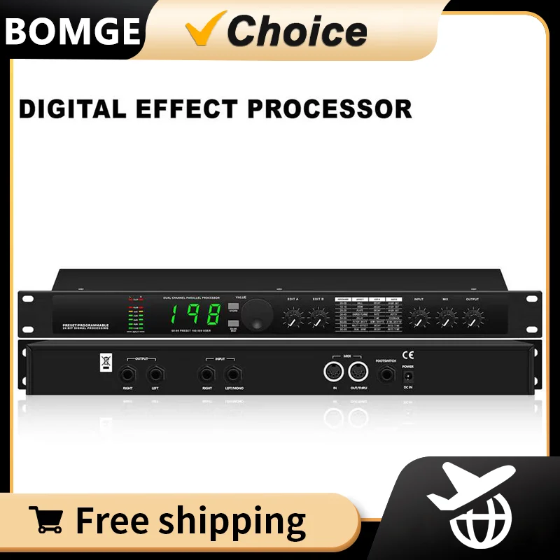 Professional Digital Reverb and Multi Effect DSP Processor Audio processor Equalizer vocal microphone