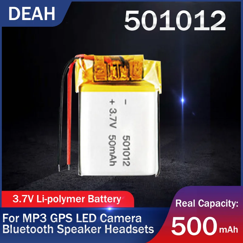 1/2pcs 3.7V 50mAh 501012 Lithium Polymer Li-ion Rechargebale Battery For MP3 Bluetooth Speaker Headsets TWS i7s i12 Smart Watch |