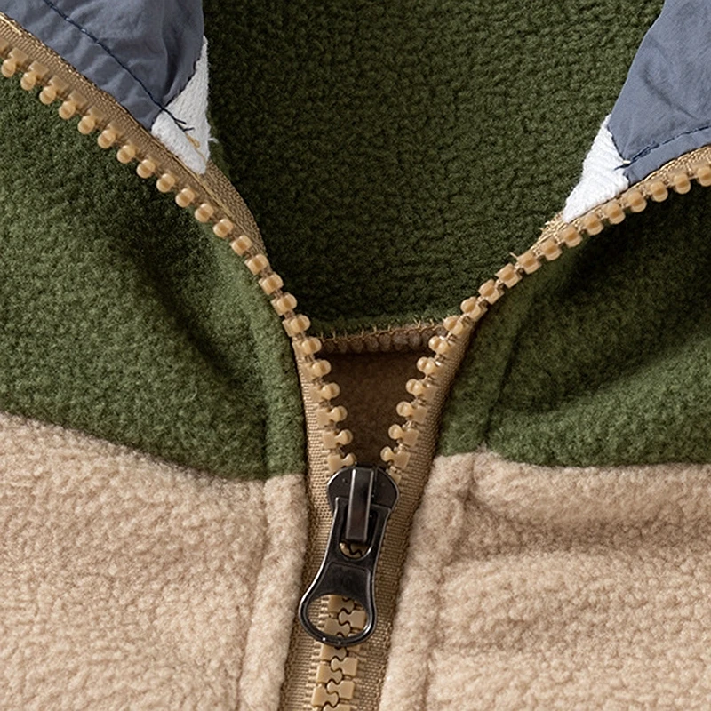 XUANMU Boys Fleece Jacket with Hood Patchwork Full Zip Up Hoodies for Kids Clothes Warm Fall Winter Toodler Coat XB099_viptrois.com